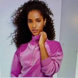 Wild Fable | Women's Quarter Zip Velour Tunic Sweatshirt Magenta